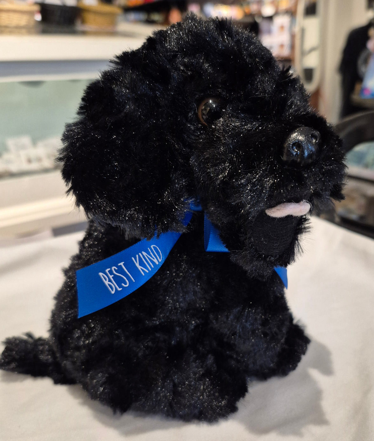 Plush Newfoundland Dog with Ribbon