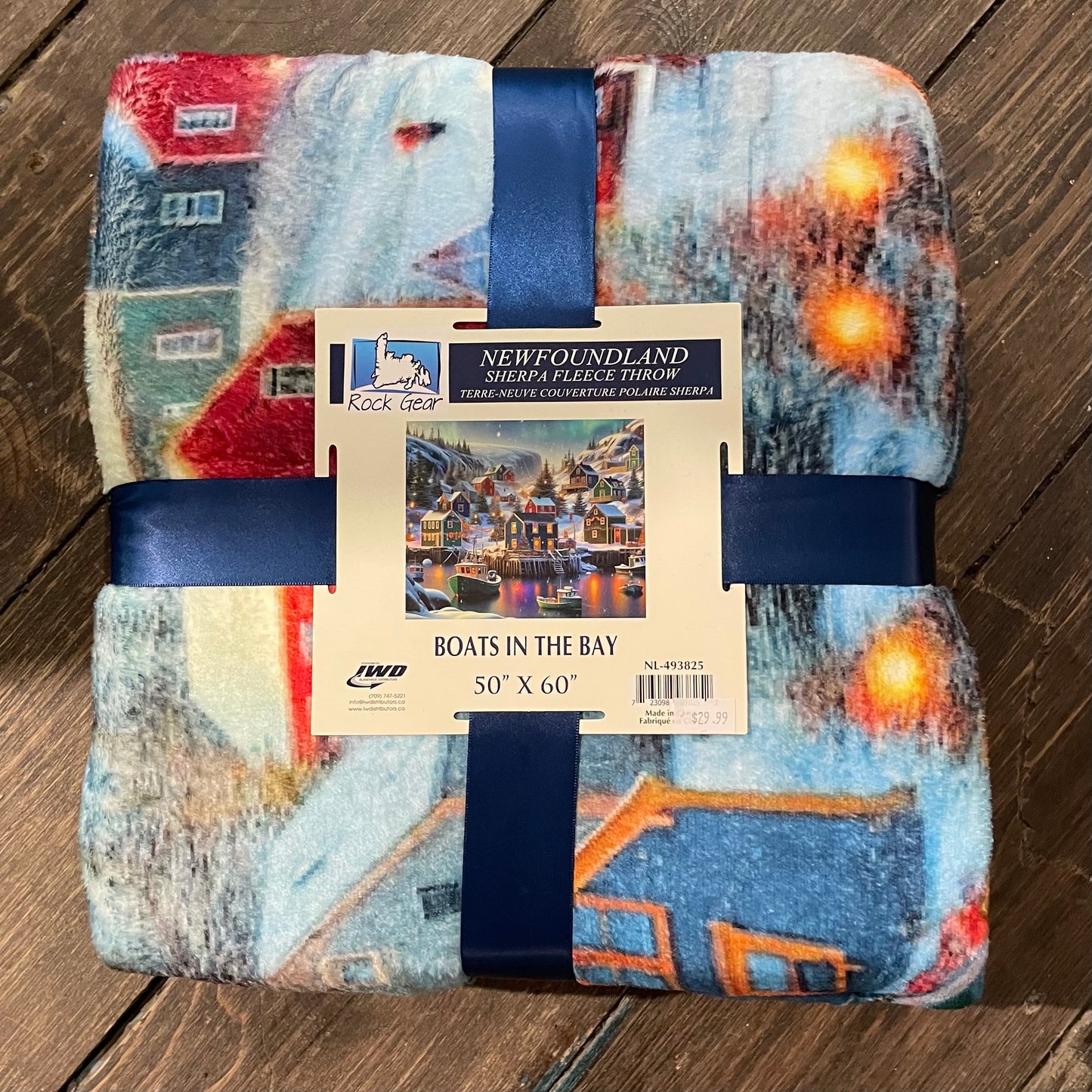 Newfoundland Sherpa Fleece Throw, Boats in the Bay