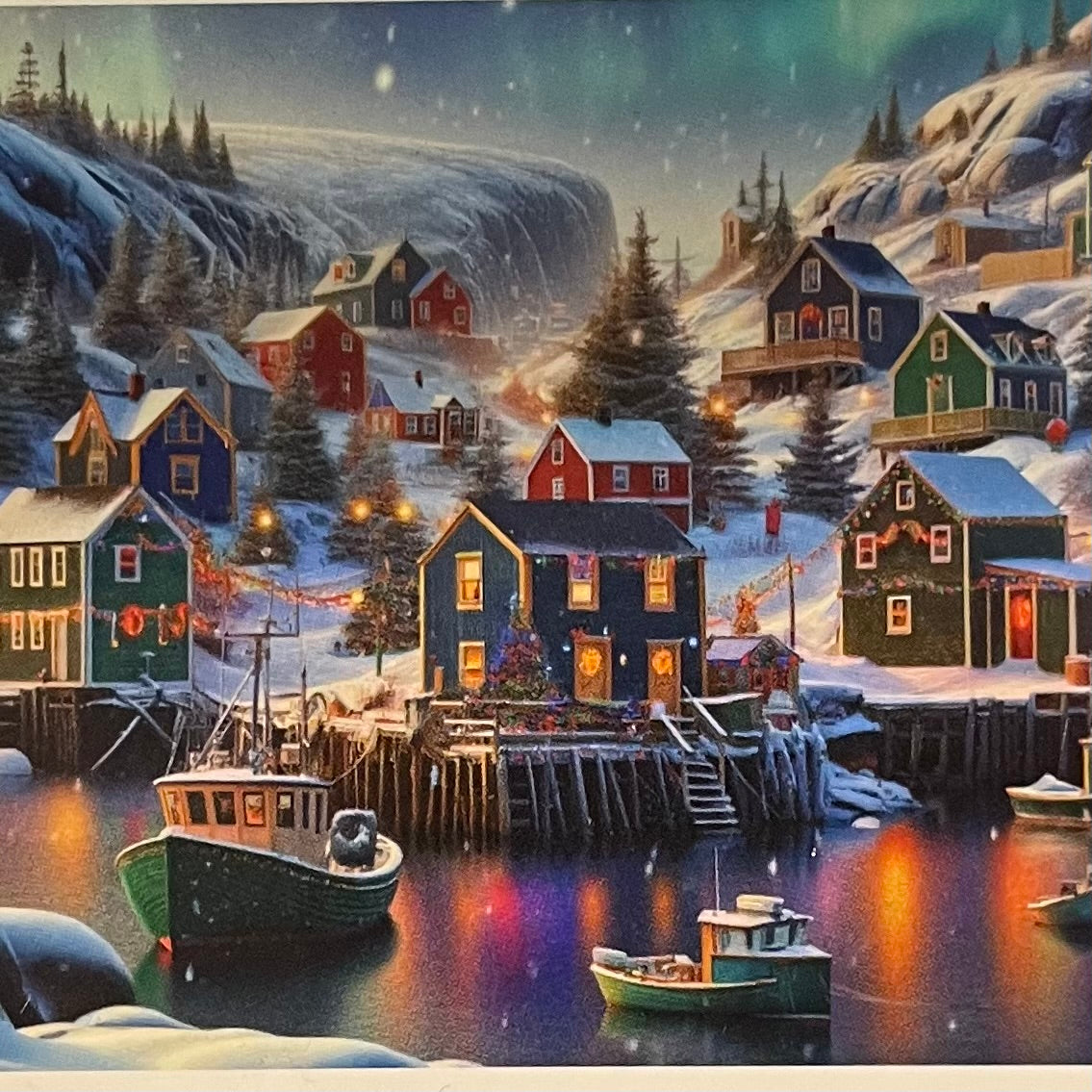 Newfoundland Sherpa Fleece Throw, Boats in the Bay