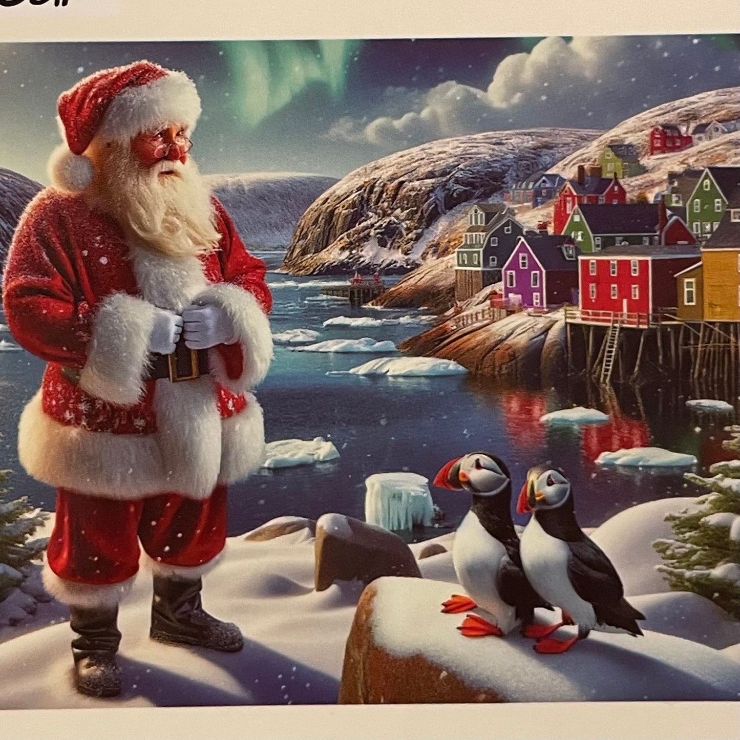 Sherpa Fleece Throw, Santa & Puffins