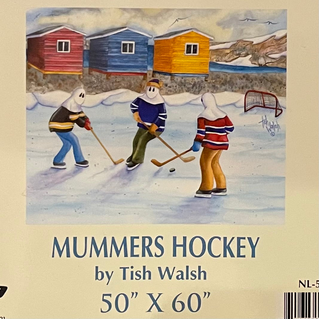 Mummers Havin' a Game of Hockey Fleece Throw