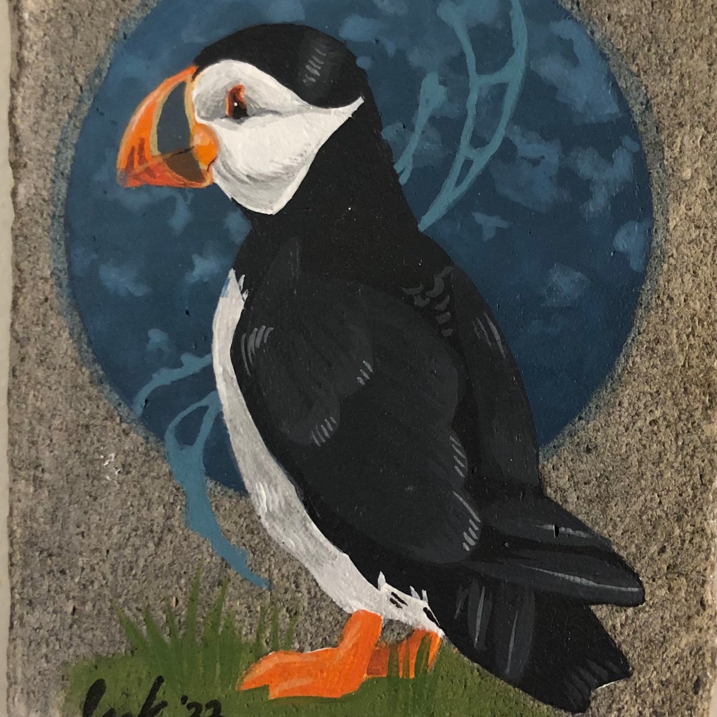 Puffin Art on Rock
