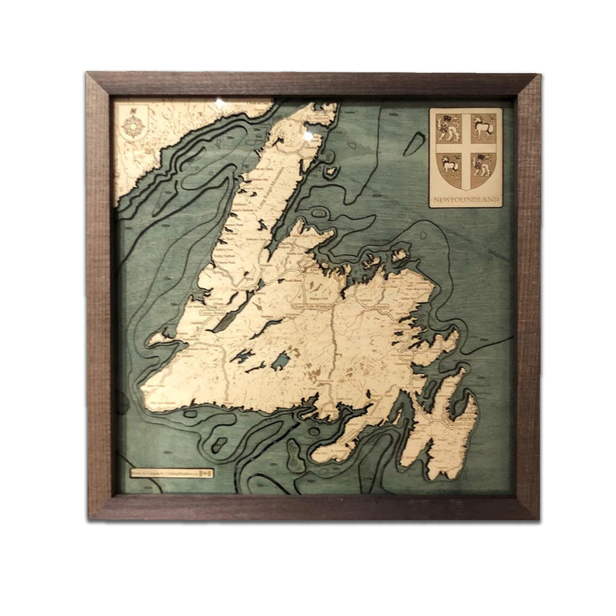 3D Wooden Topography Map, Newfoundland