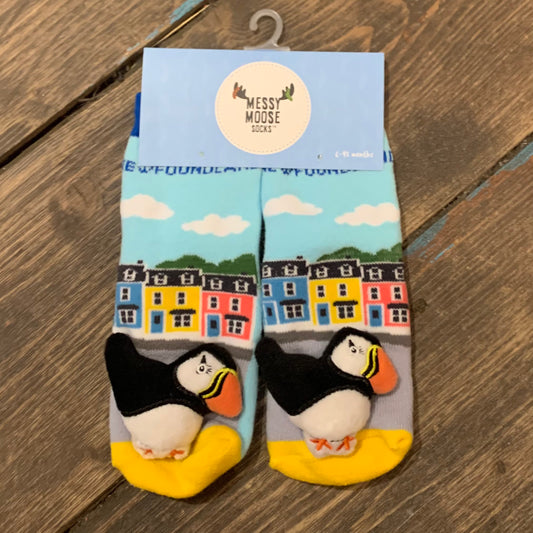 Puffin and rowhouse socks with non slip bottoms