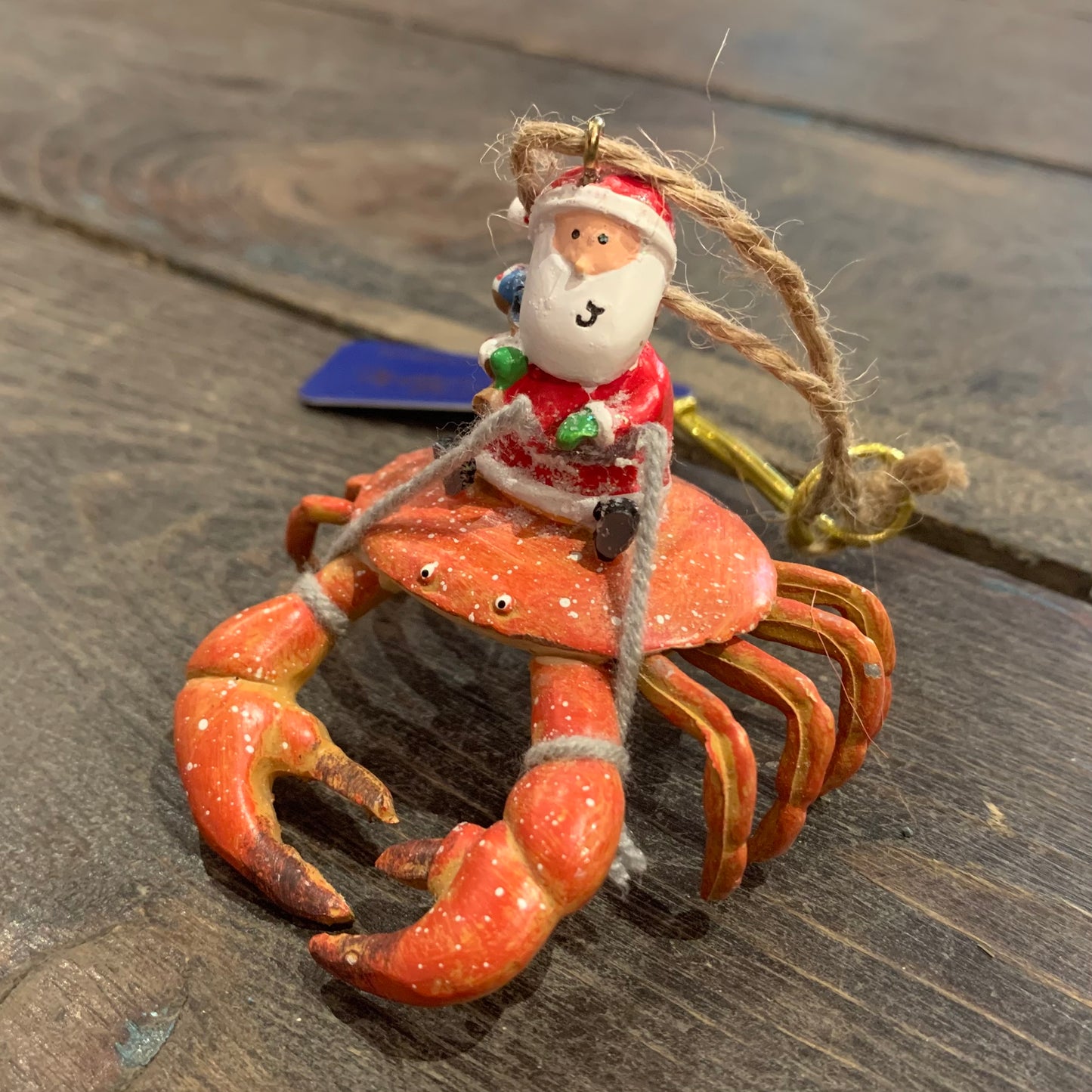 Hanging Santa & Crab Ornament