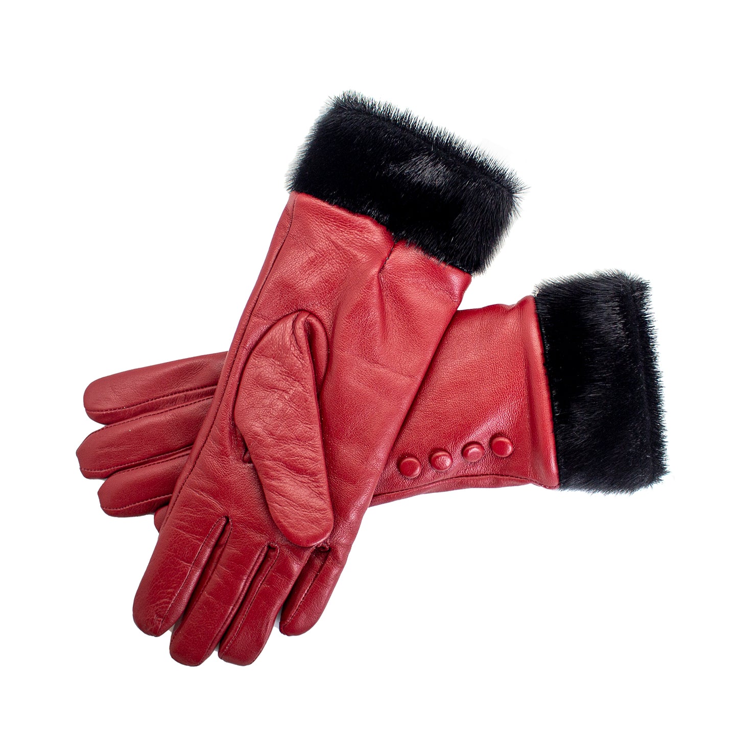 Leather Gloves with Seal Skin Trim