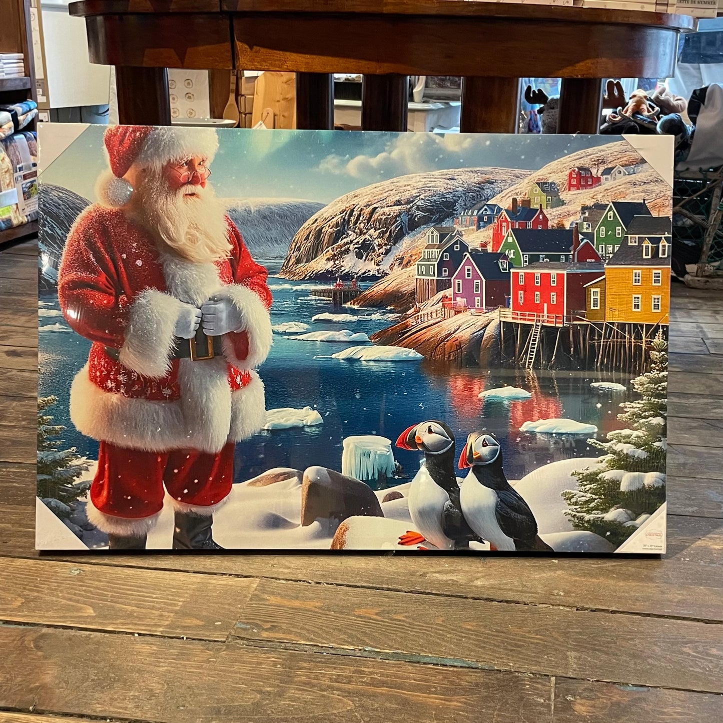 Canvas Print, Santa & Puffins