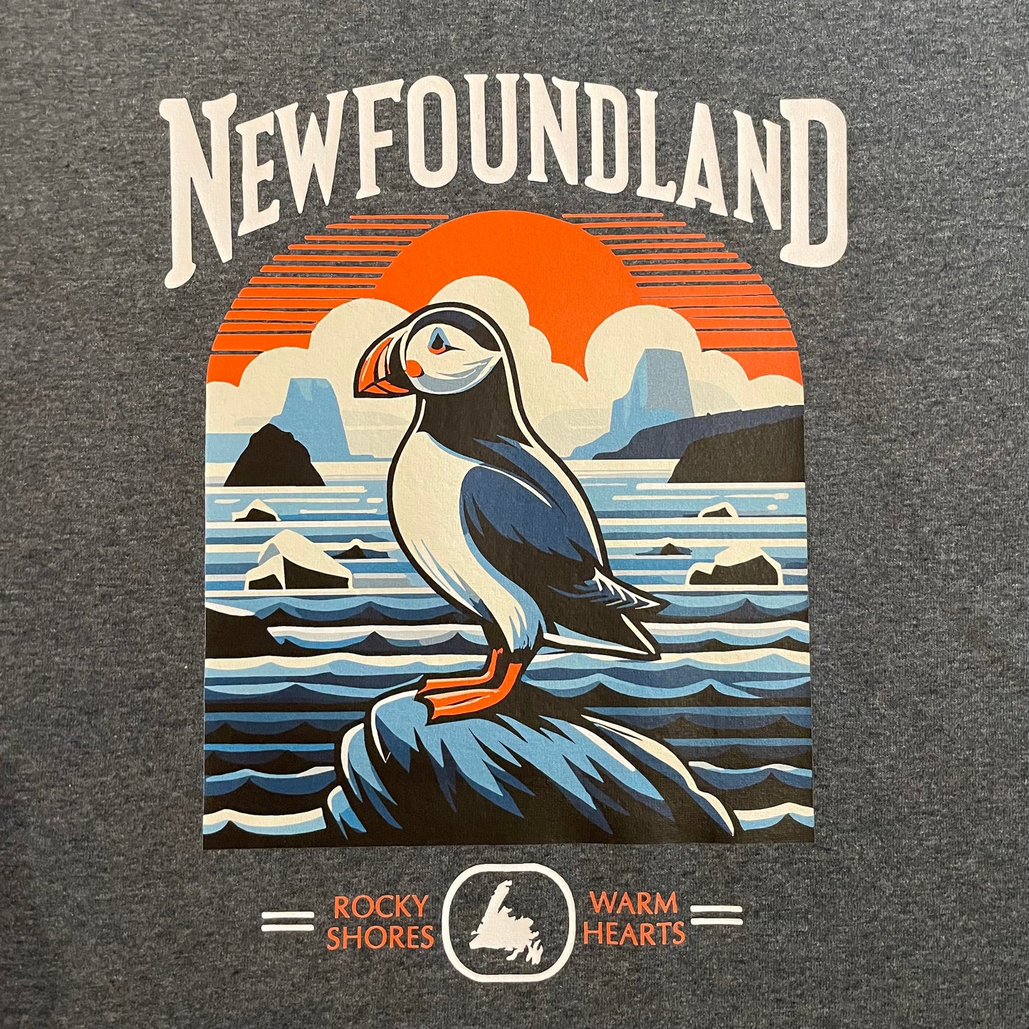 T-Shirt, Rocky Shores Warm Hearts Puffin