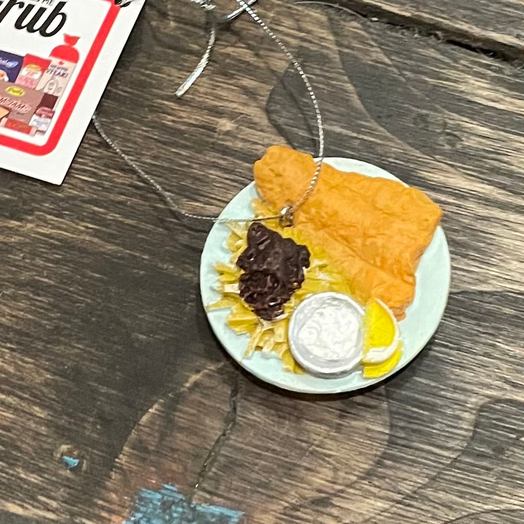 NL Faves Tree Ornment, Fish, Chips, Dressing & Gravy