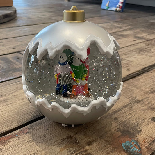 Mummers Christmas Bulb Snow Globe, Light Up & Swirl