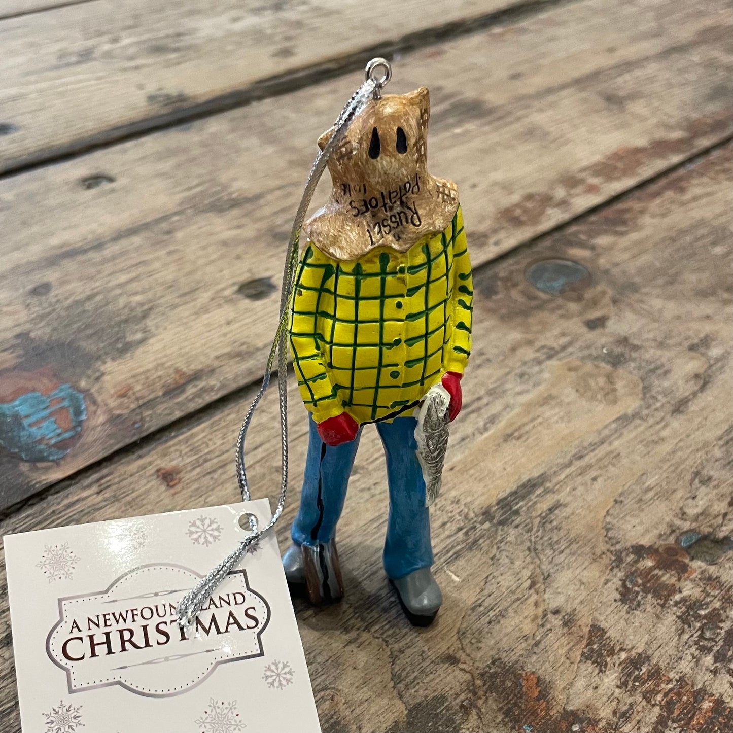 Tree Ornament, Mummer in Yellow Shirt with Cod Fish