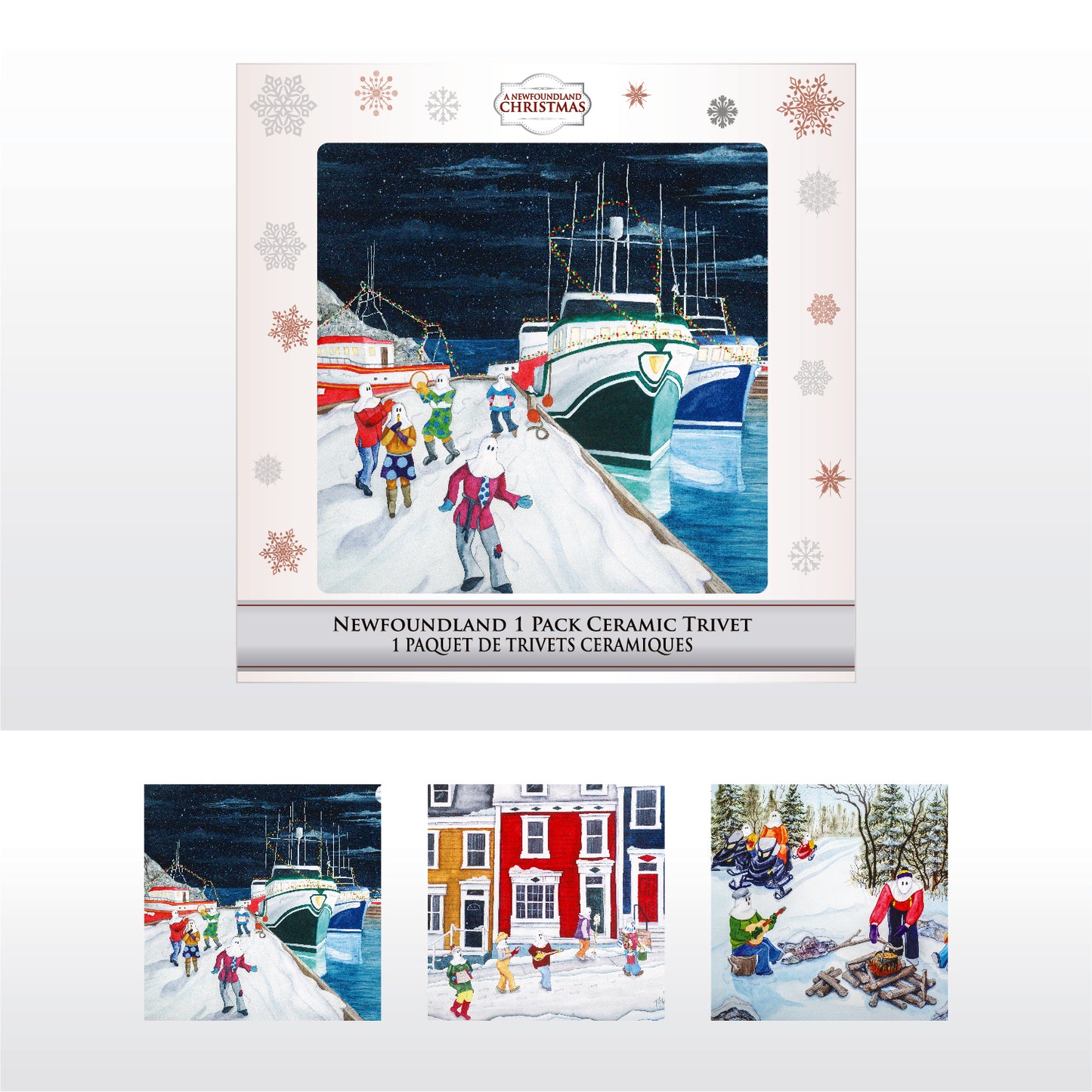 Ceramic Trivet, Mummers Boil Up, Port De Grave & Parade Asst