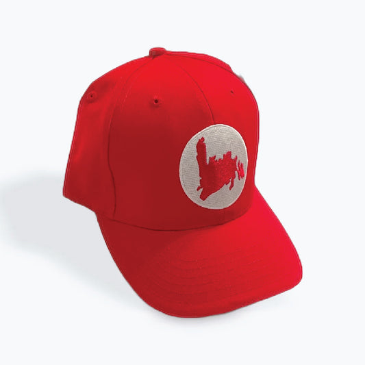 Baseball Hat, Newfoundland Map in Circle, Red