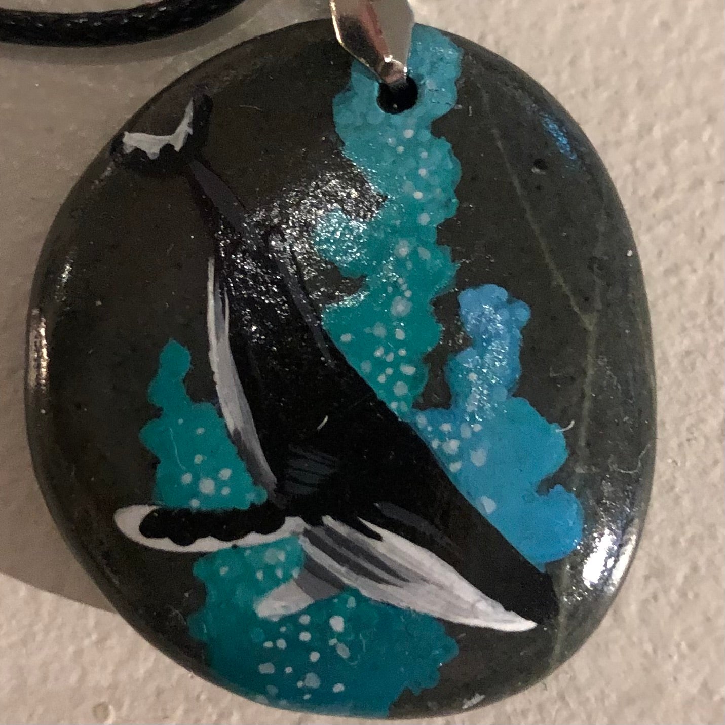 Humpback Whale Pendant and Corded Necklace, Boxed