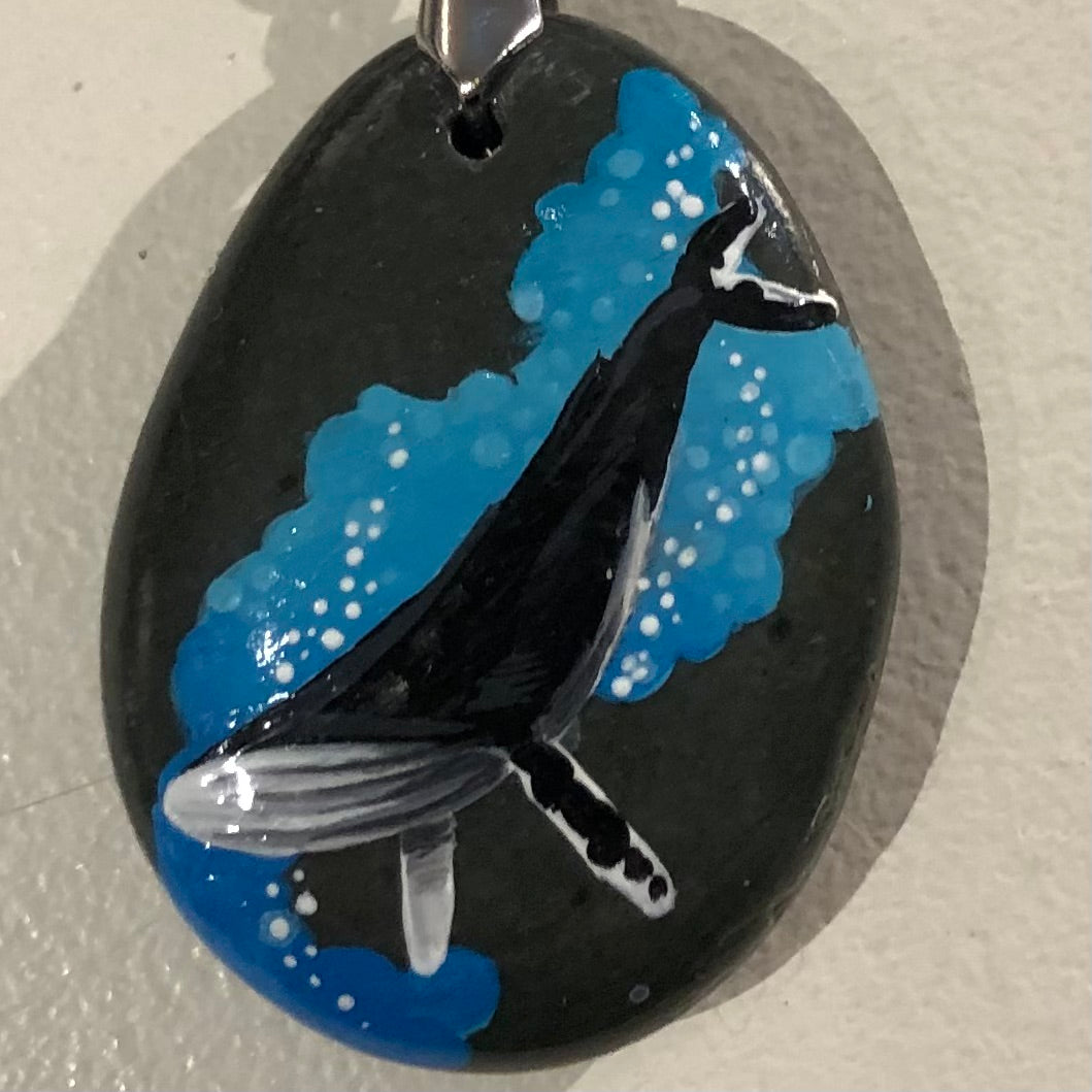 Humpback Whale Pendant and Corded Necklace, Boxed